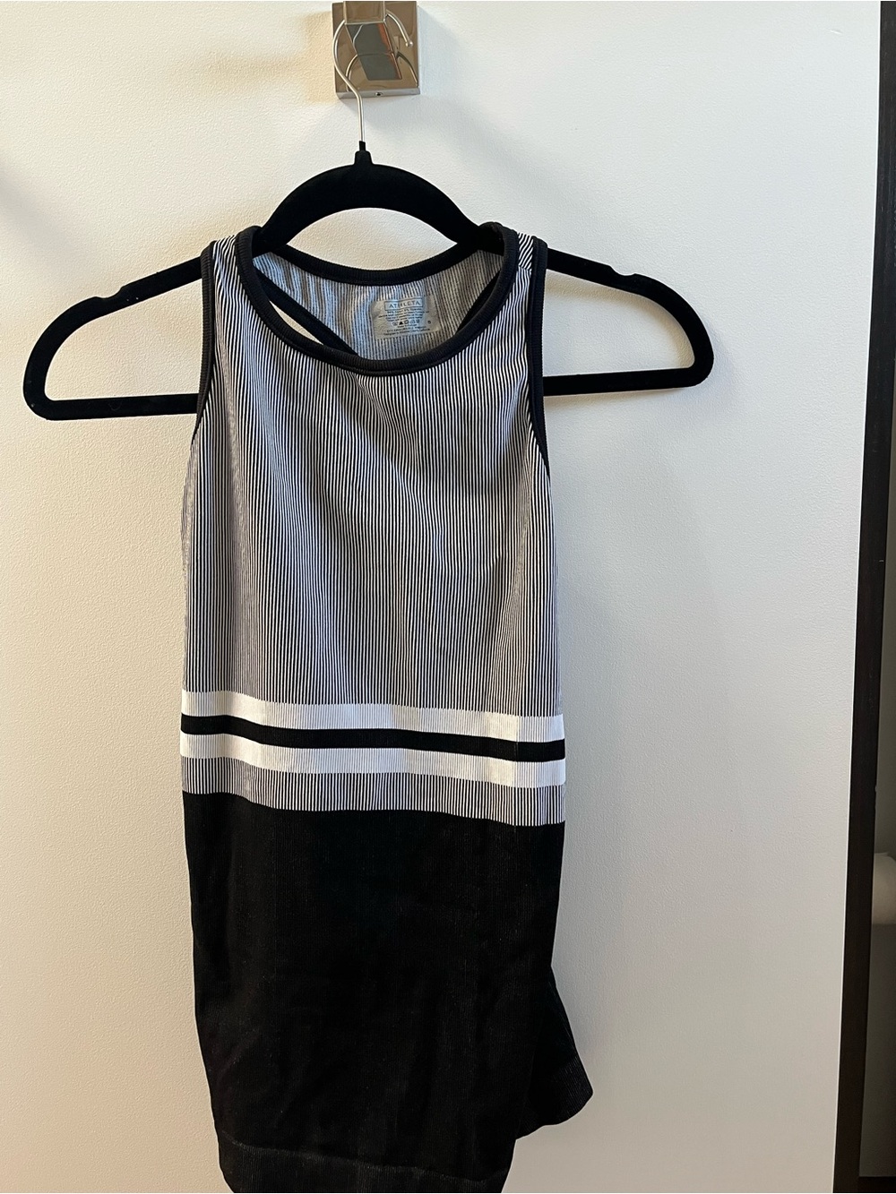 Athleta Black and White Striped Racerback Tank